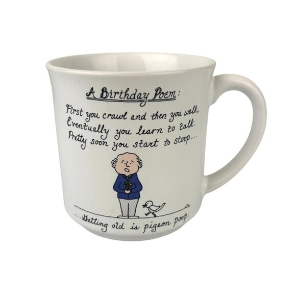 A Birthday Poem Mug Getting Old Over the Hill Japan Funny Humor Dale Cartoon - Picture 1 of 16